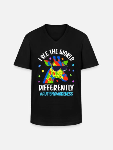 Autism Autistic Autistic - Men's V-Neck T-Shirt - black