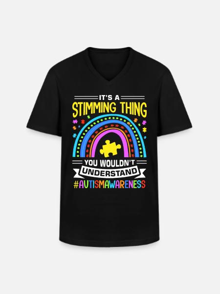 Autism Autistic Autistic - Men's V-Neck T-Shirt - black