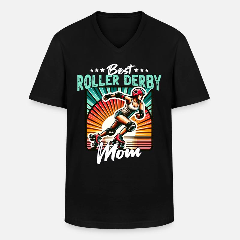 Roller Derby Mama - Männer-T-Shirt mit V-Ausschnitt - Schwarz