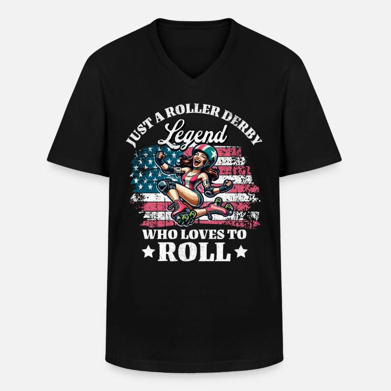US Roller Derby Spieler - Männer-T-Shirt mit V-Ausschnitt - Schwarz