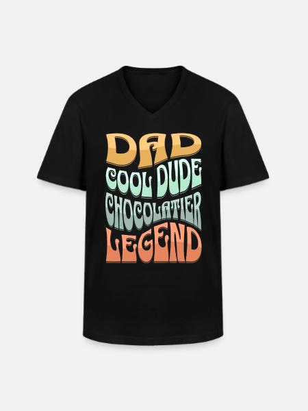 Papa Chocolatier - Männer-T-Shirt mit V-Ausschnitt - Schwarz