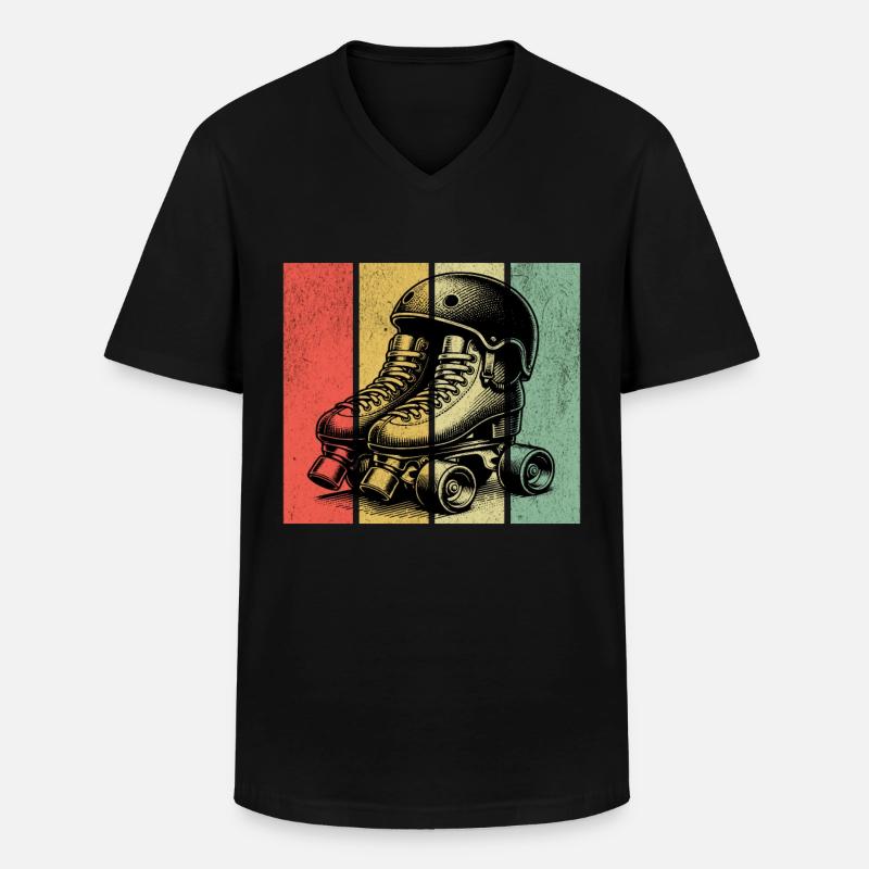 Roller Derby Retro - Männer-T-Shirt mit V-Ausschnitt - Schwarz