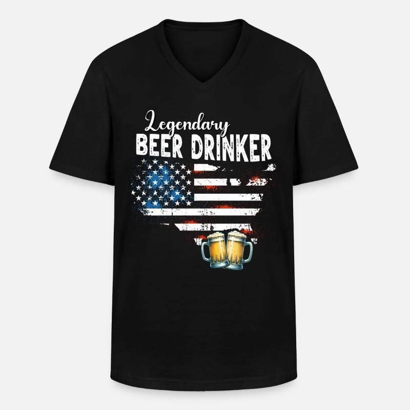Biertrinker - Männer-T-Shirt mit V-Ausschnitt - Schwarz