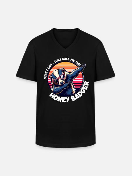 Honigdachs Spruch - Männer-T-Shirt mit V-Ausschnitt - Schwarz