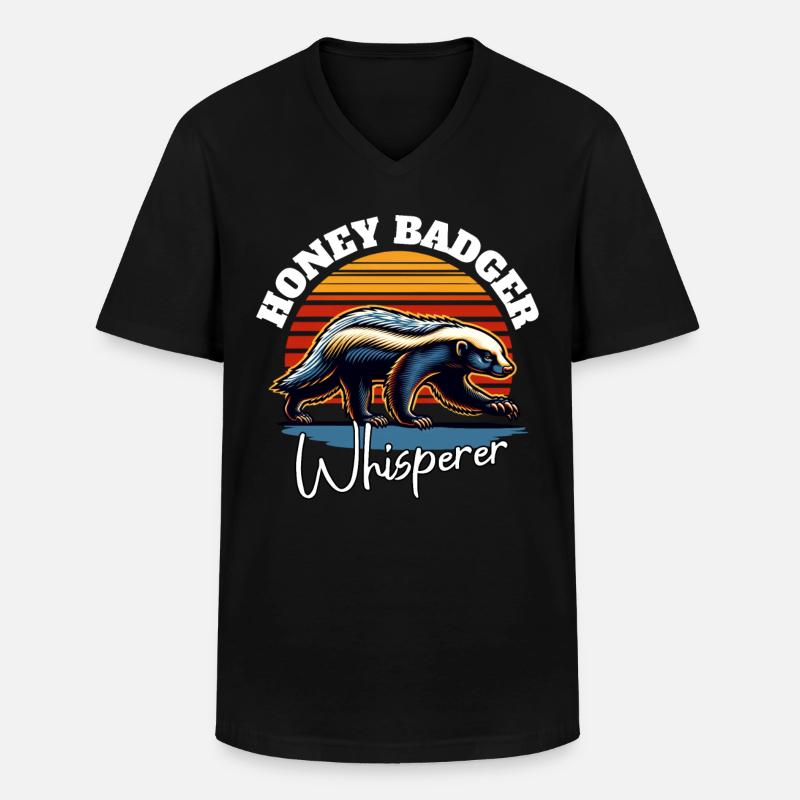 Honigdachs Flüsterer - Männer-T-Shirt mit V-Ausschnitt - Schwarz