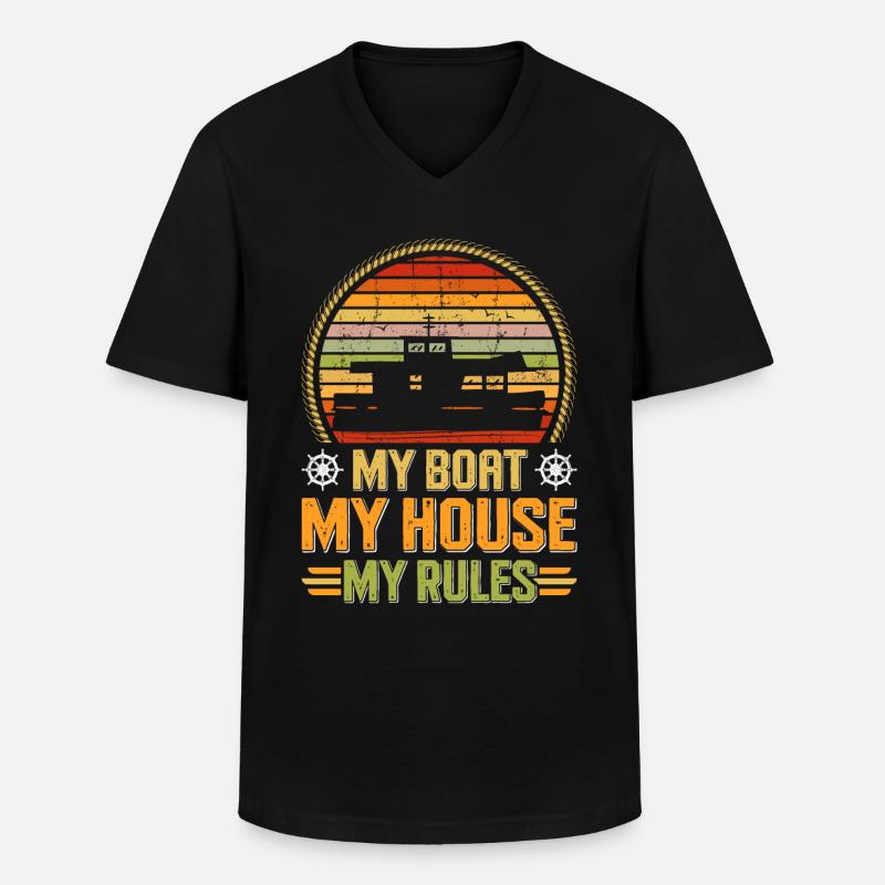 Witziger Hausboot Spruch - Männer-T-Shirt mit V-Ausschnitt - Schwarz