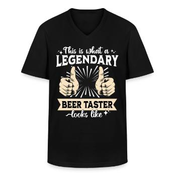 Legendary beer tester - Men's V-Neck T-Shirt - black - Front - AI Model Male 178 dark (178cm)