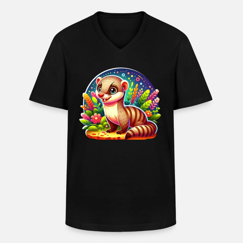 Mangusten - Männer-T-Shirt mit V-Ausschnitt - Schwarz