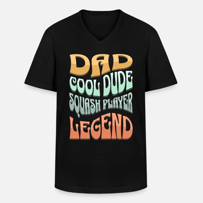 Papa Squashspieler - Männer-T-Shirt mit V-Ausschnitt - Schwarz