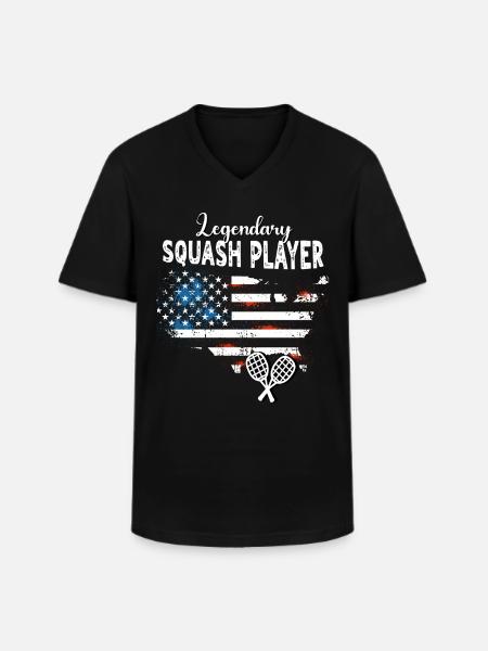 Squash player - Men's V-Neck T-Shirt - black