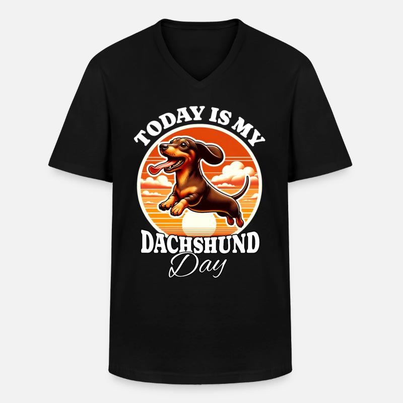 Dackel - Männer-T-Shirt mit V-Ausschnitt - Schwarz