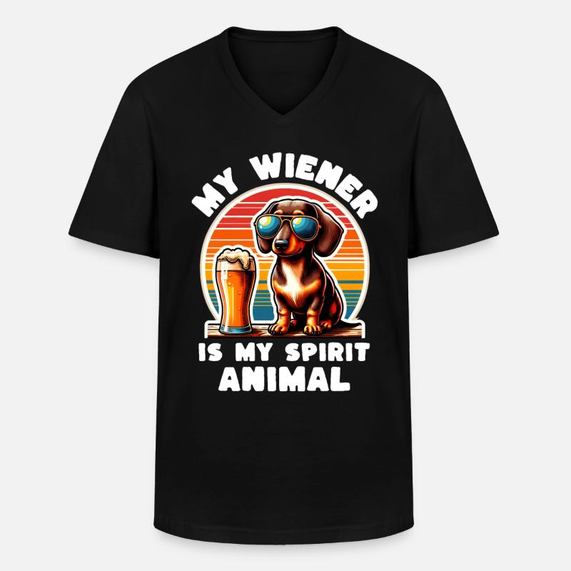 Lustige Dackel Sprüche - Männer-T-Shirt mit V-Ausschnitt - Schwarz