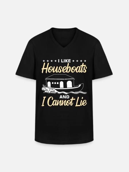 Witziger Hausboot Spruch - Männer-T-Shirt mit V-Ausschnitt - Schwarz