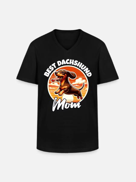 Maman teckel - T-shirt col V Homme - noir