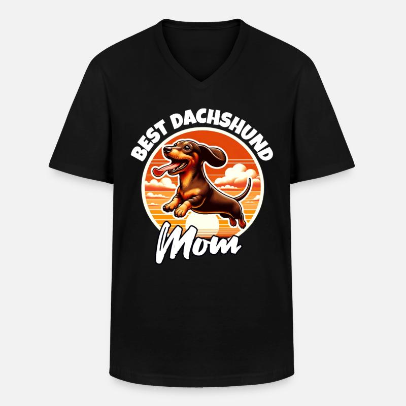 Dackel Mama - Männer-T-Shirt mit V-Ausschnitt - Schwarz