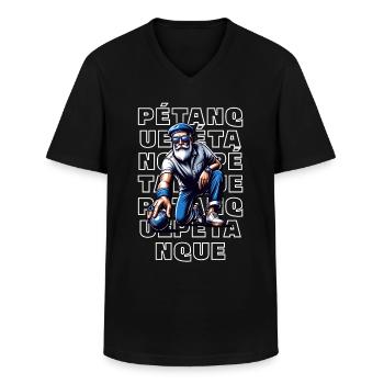Petanque - Men's V-Neck T-Shirt - black - Front - AI Model Male 178 dark (178cm)