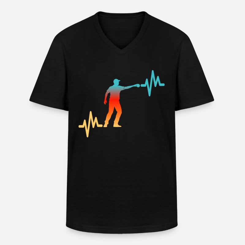Petanque Herzlinie - Männer-T-Shirt mit V-Ausschnitt - Schwarz
