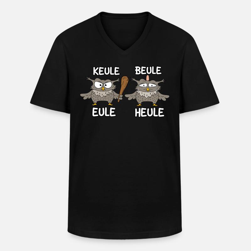 Keule Beule Eule Heule - Männer-T-Shirt mit V-Ausschnitt - Schwarz