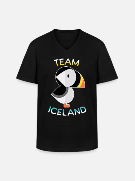 Team Puffins Iceland - Men's V-Neck T-Shirt - black