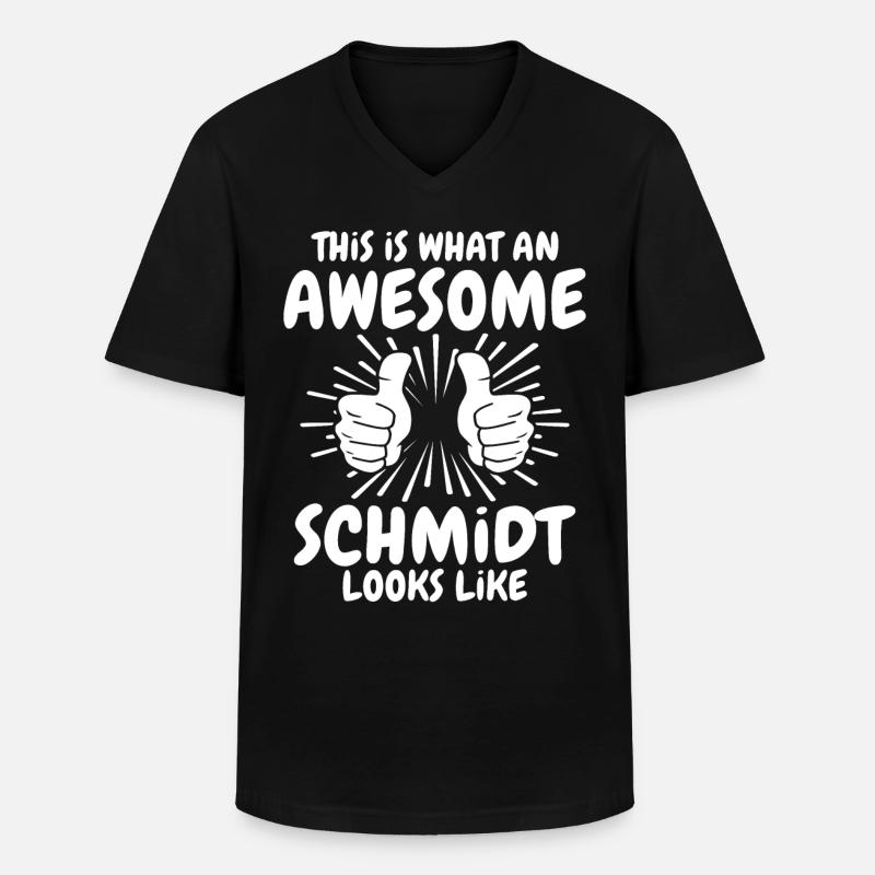 Schmidt - Männer-T-Shirt mit V-Ausschnitt - Schwarz