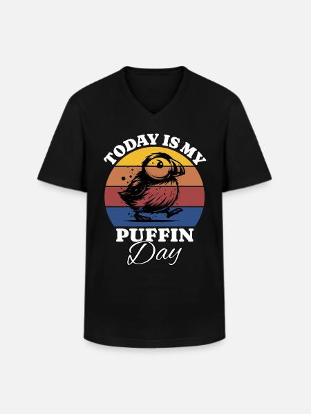 Macareux - T-shirt col V Homme - noir