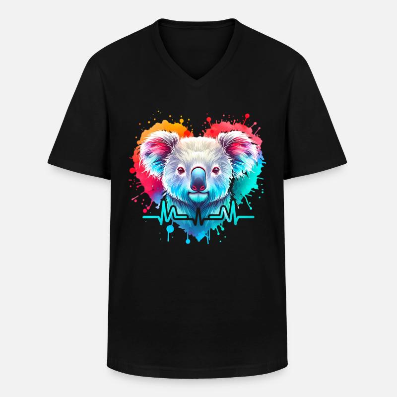 Koala Cardio - Männer-T-Shirt mit V-Ausschnitt - Schwarz