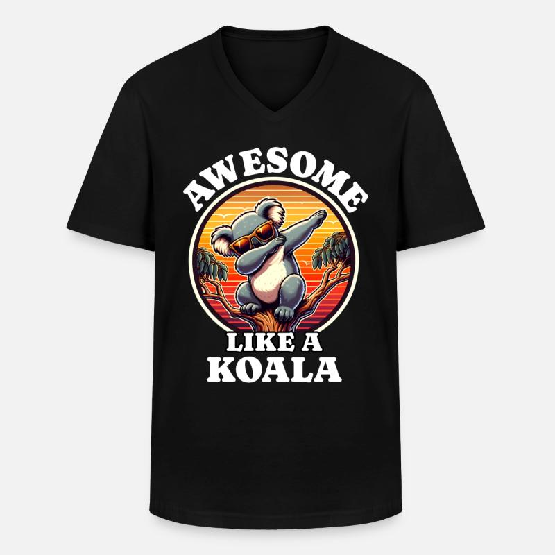 Koala - Männer-T-Shirt mit V-Ausschnitt - Schwarz