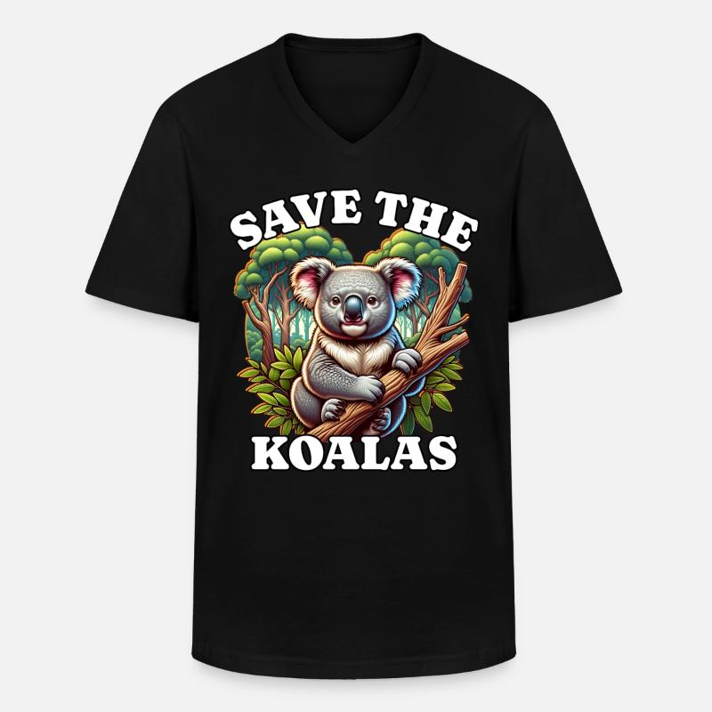 Save Koala - Männer-T-Shirt mit V-Ausschnitt - Schwarz