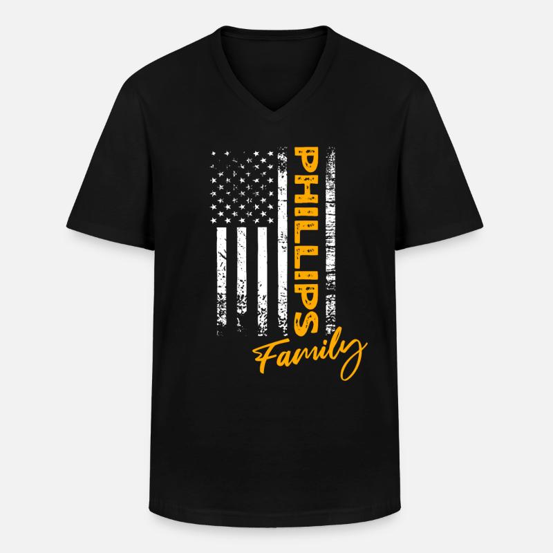 Phillips USA - Männer-T-Shirt mit V-Ausschnitt - Schwarz