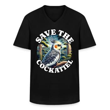 Save Cockatiel - Men's V-Neck T-Shirt - black - Front - AI Model Male 178 dark (178cm)