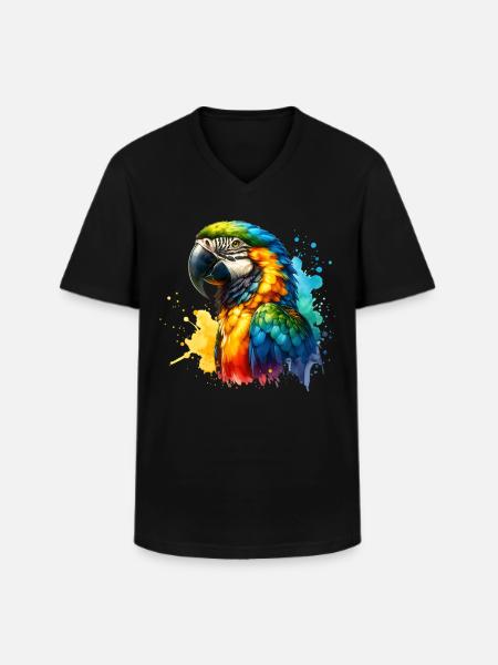 Parrot - Men's V-Neck T-Shirt - black