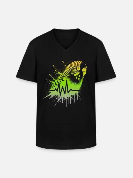 Budgie Cardio - Men's V-Neck T-Shirt - black
