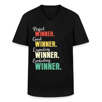 Gagnant - T-shirt col V Homme - noir - Devant - AI Model Male 178 dark (178cm)