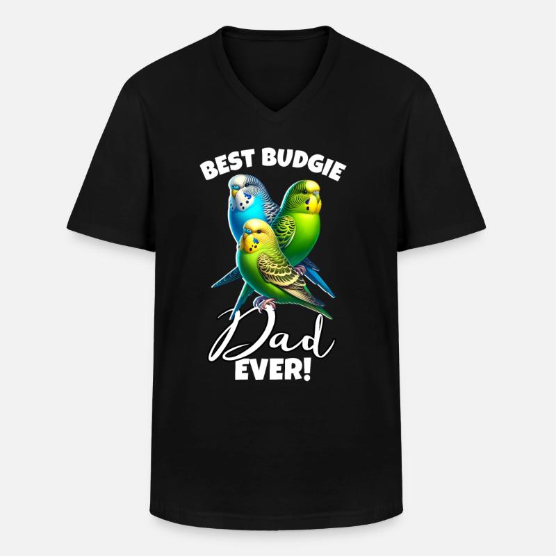 Bester Budgerigar Budgie Papa - Männer-T-Shirt mit V-Ausschnitt - Schwarz