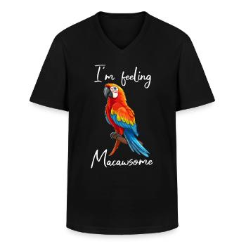 Dictons de perroquet amusants - T-shirt col V Homme - noir - Devant - AI Model Male 178 dark (178cm)
