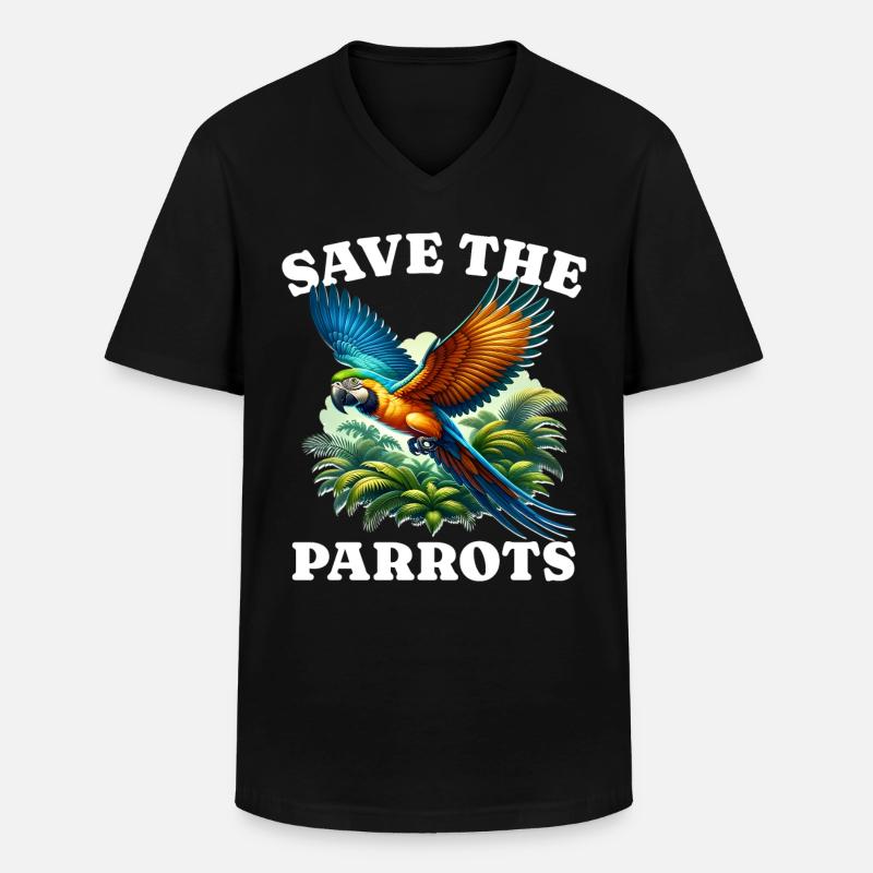 Save Macaw Parrot - Männer-T-Shirt mit V-Ausschnitt - Schwarz