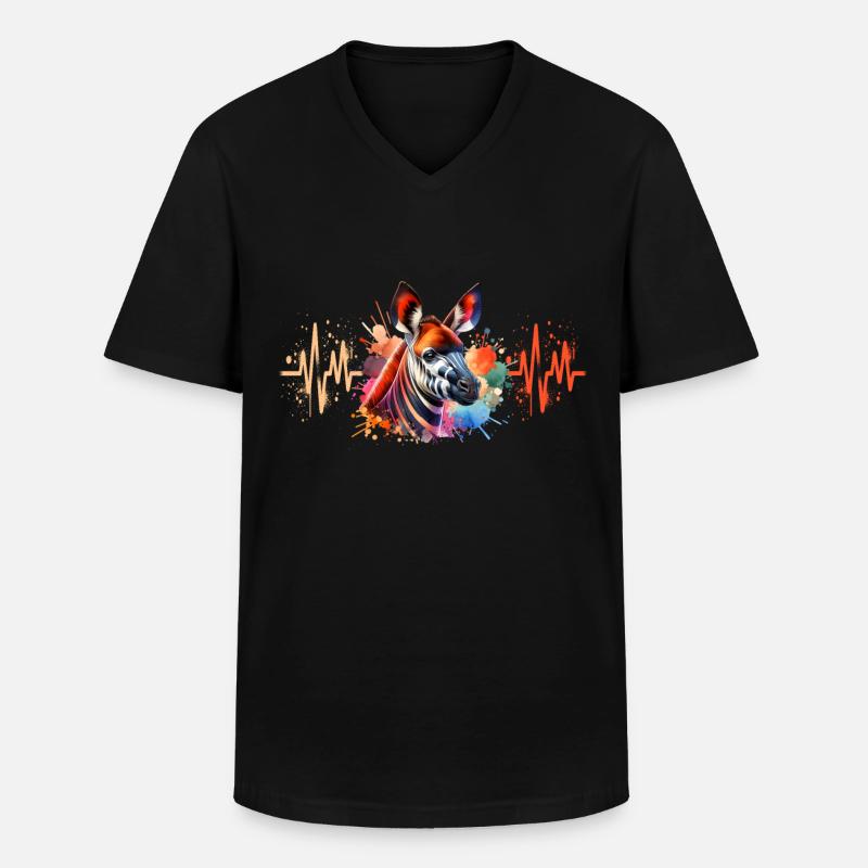 Okapi Cardio - Männer-T-Shirt mit V-Ausschnitt - Schwarz