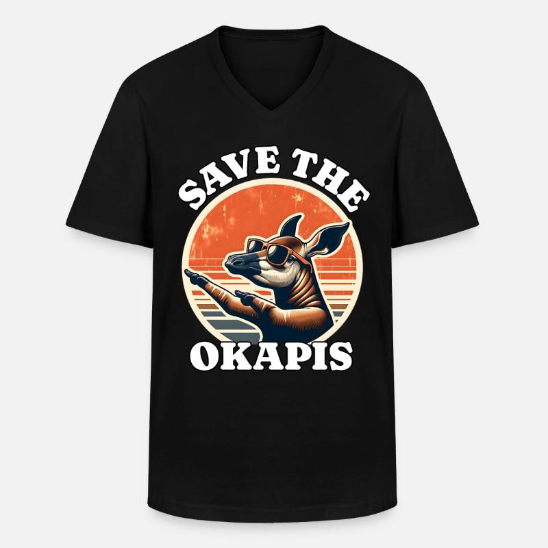 Save Okapi - Männer-T-Shirt mit V-Ausschnitt - Schwarz