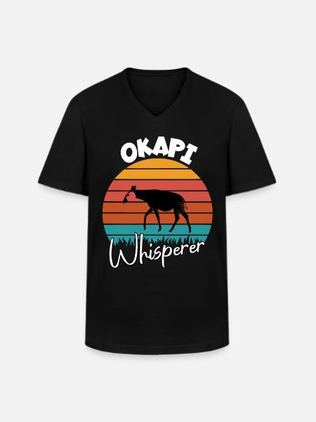 Okapi Whisperer - Men's V-Neck T-Shirt - black