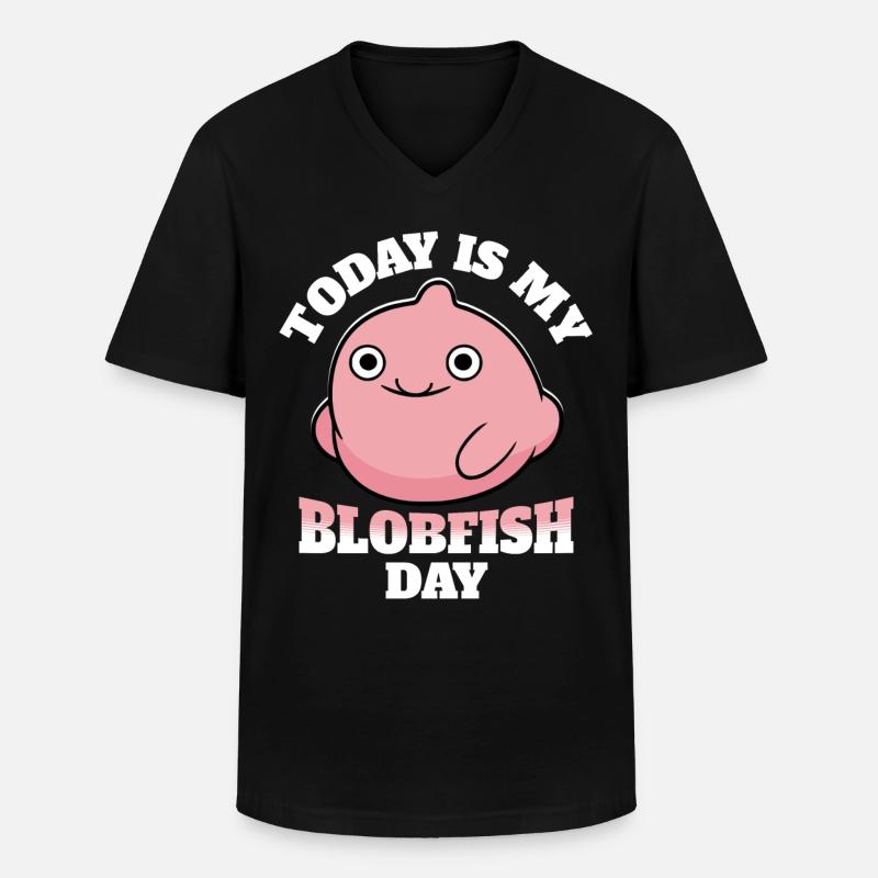 Blobfisch Blobfish - Männer-T-Shirt mit V-Ausschnitt - Schwarz
