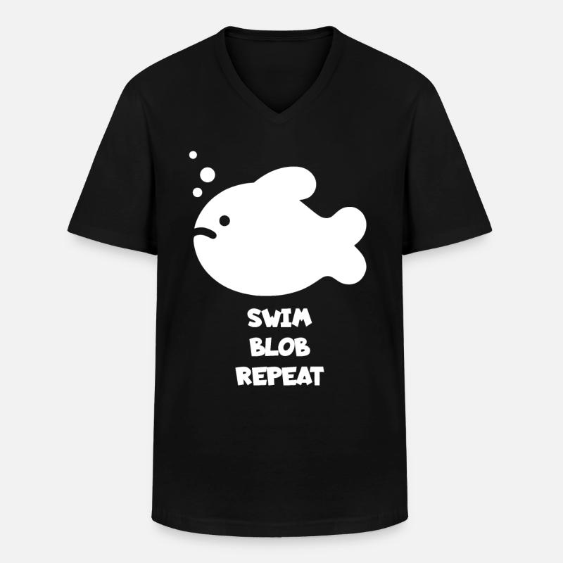 Blobfisch Sprüche Fische - Männer-T-Shirt mit V-Ausschnitt - Schwarz