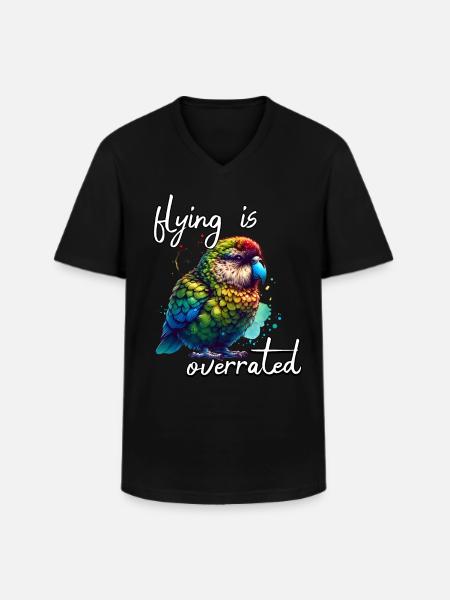 Funny Night Parrot Sayings - Men's V-Neck T-Shirt - black