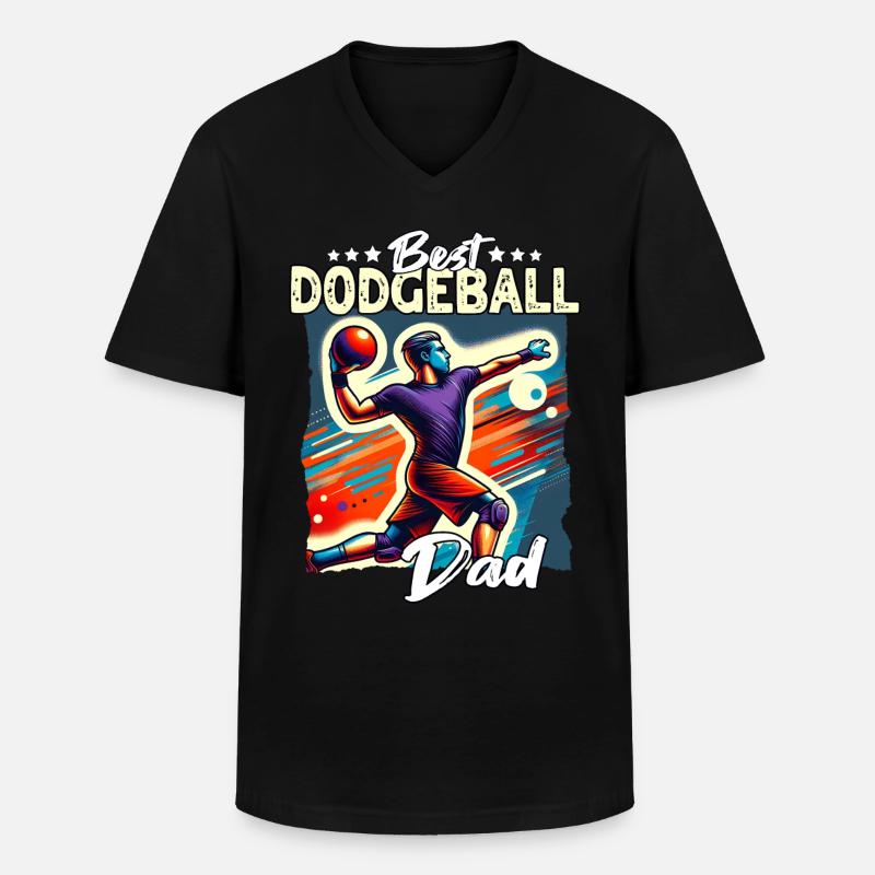 Dodgeball Papa - Männer-T-Shirt mit V-Ausschnitt - Schwarz