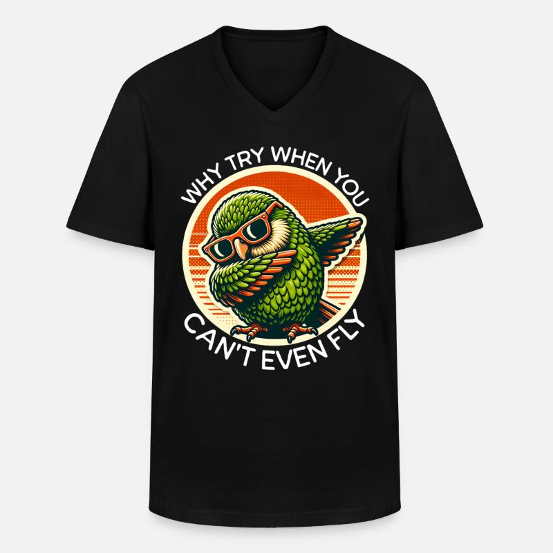 Nachtpapagei Sprüche - Männer-T-Shirt mit V-Ausschnitt - Schwarz