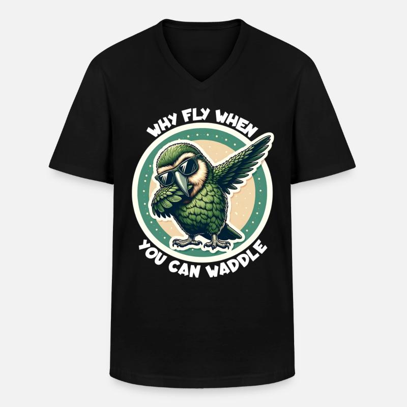 Nachtpapagei Spruch - Männer-T-Shirt mit V-Ausschnitt - Schwarz