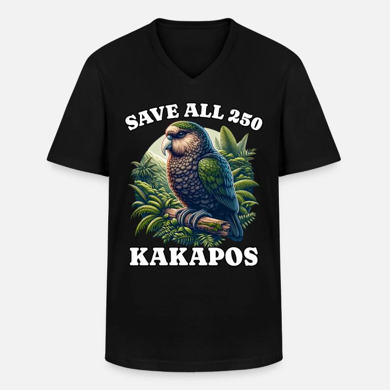 Save Kakapo - Männer-T-Shirt mit V-Ausschnitt - Schwarz