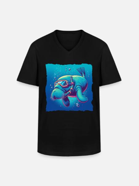 Dugong Manatee - Men's V-Neck T-Shirt - black