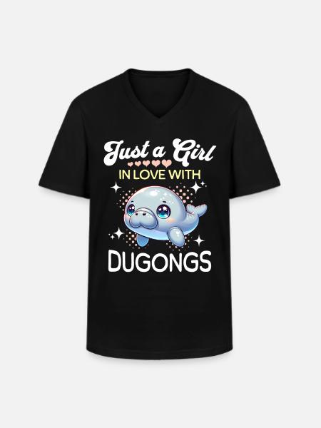Manatee Fille Dugong - T-shirt col V Homme - noir