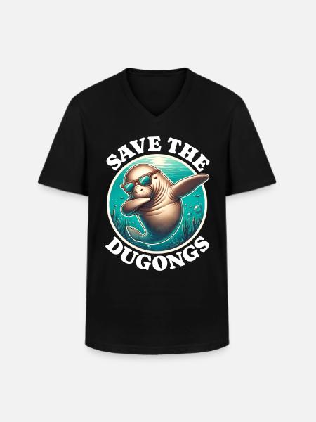 Save Dugong - Men's V-Neck T-Shirt - black