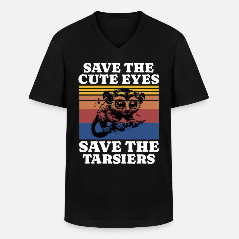 Save Tarsier - Männer-T-Shirt mit V-Ausschnitt - Schwarz